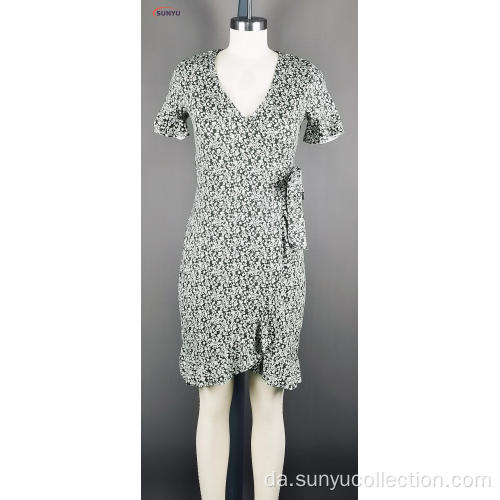 Ladies Flower Printed Short Sleeve Dress